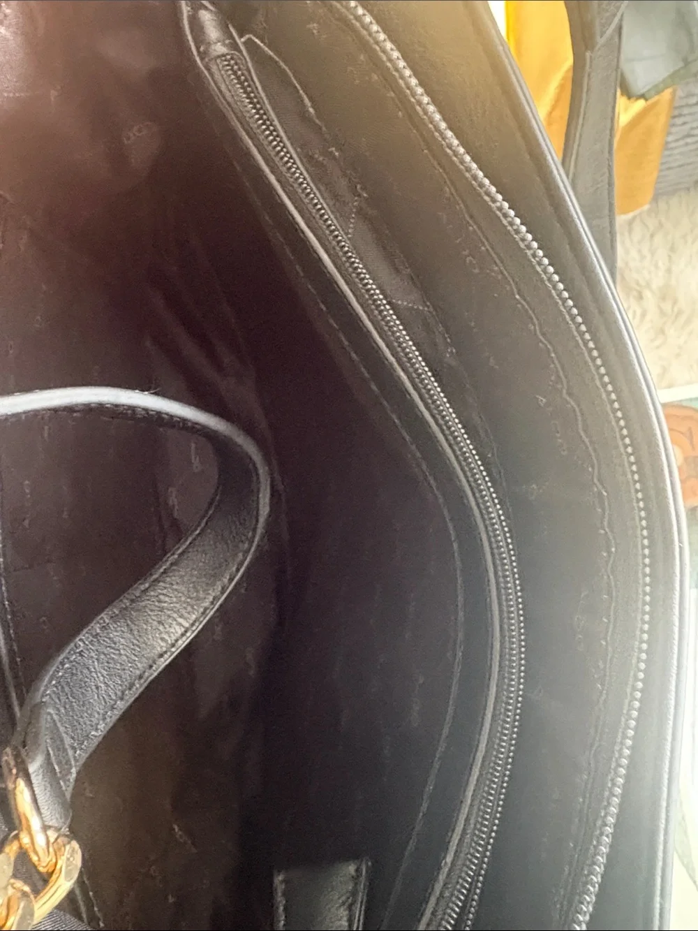Aldo Black and White Snake-Print Satchel with Gold Hardware